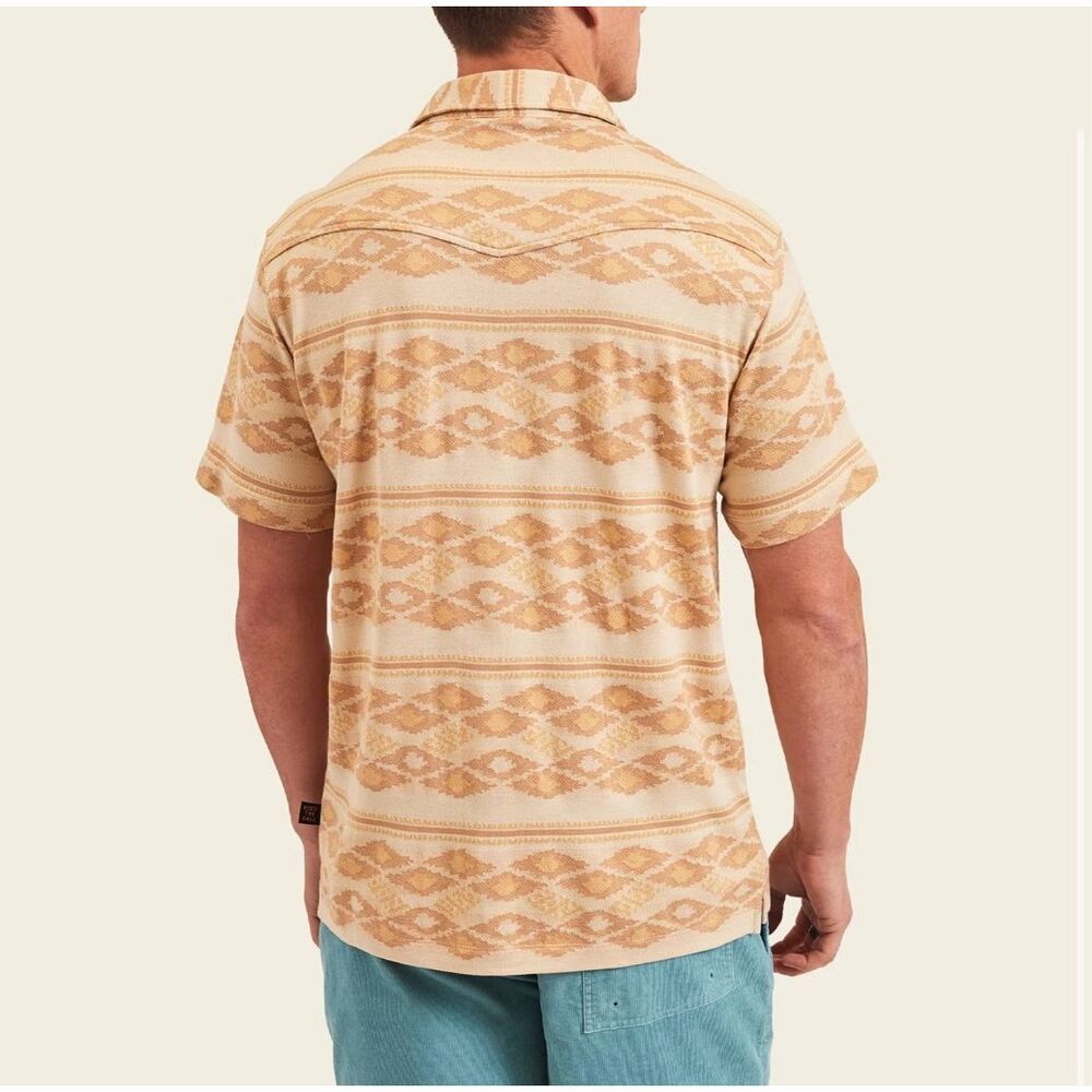 Howler Brothers Tan and Cream Patterned Polo Shirt - Picture 5 of 6